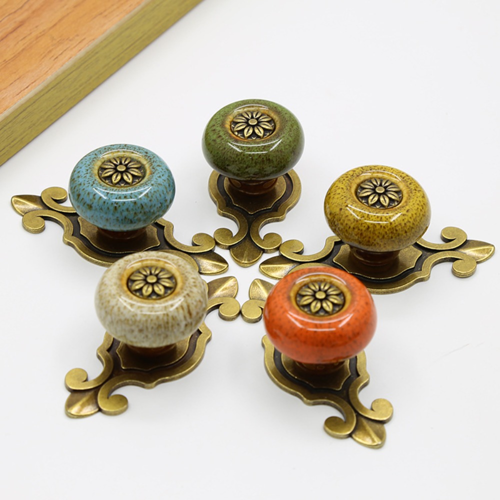 Furniture Hardware Parts - Creative Single Hole Ceramic Knob Ethnic