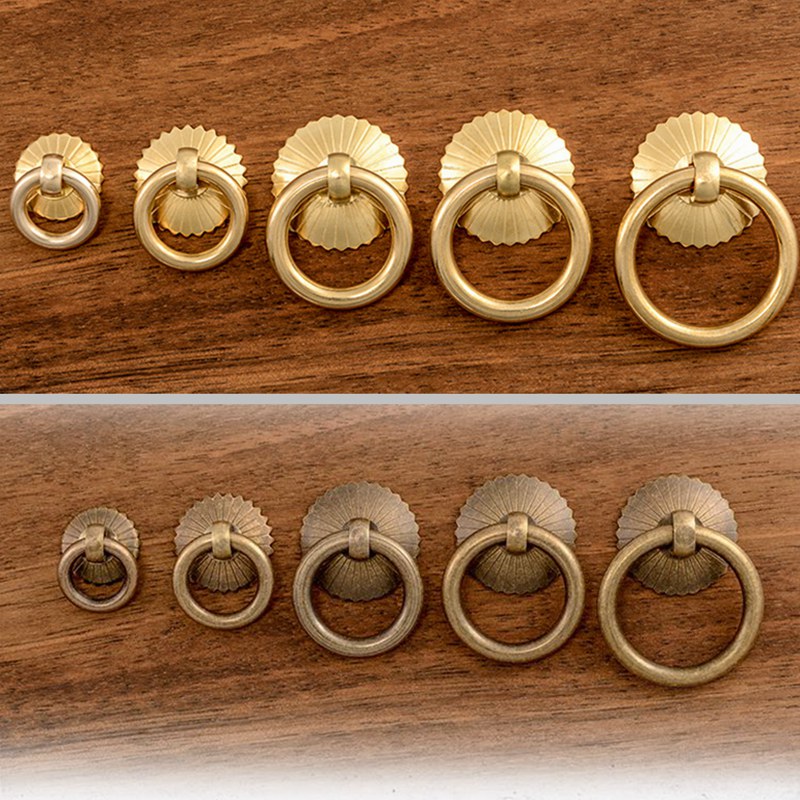 Furniture Hardware Tools - Vintage Brass Cabinet Ring Knobs Pulls