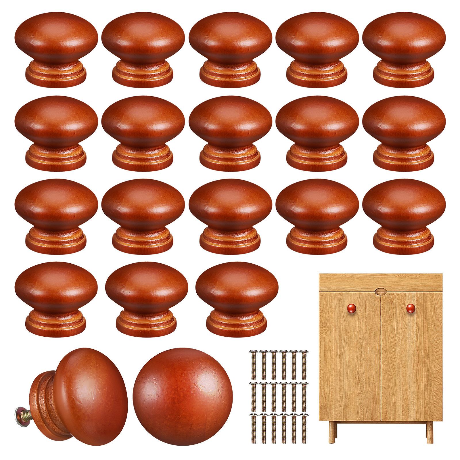 20Pcs Solid Wood Knobs Polishe – обзор и цена Furniture Hardware Knobs